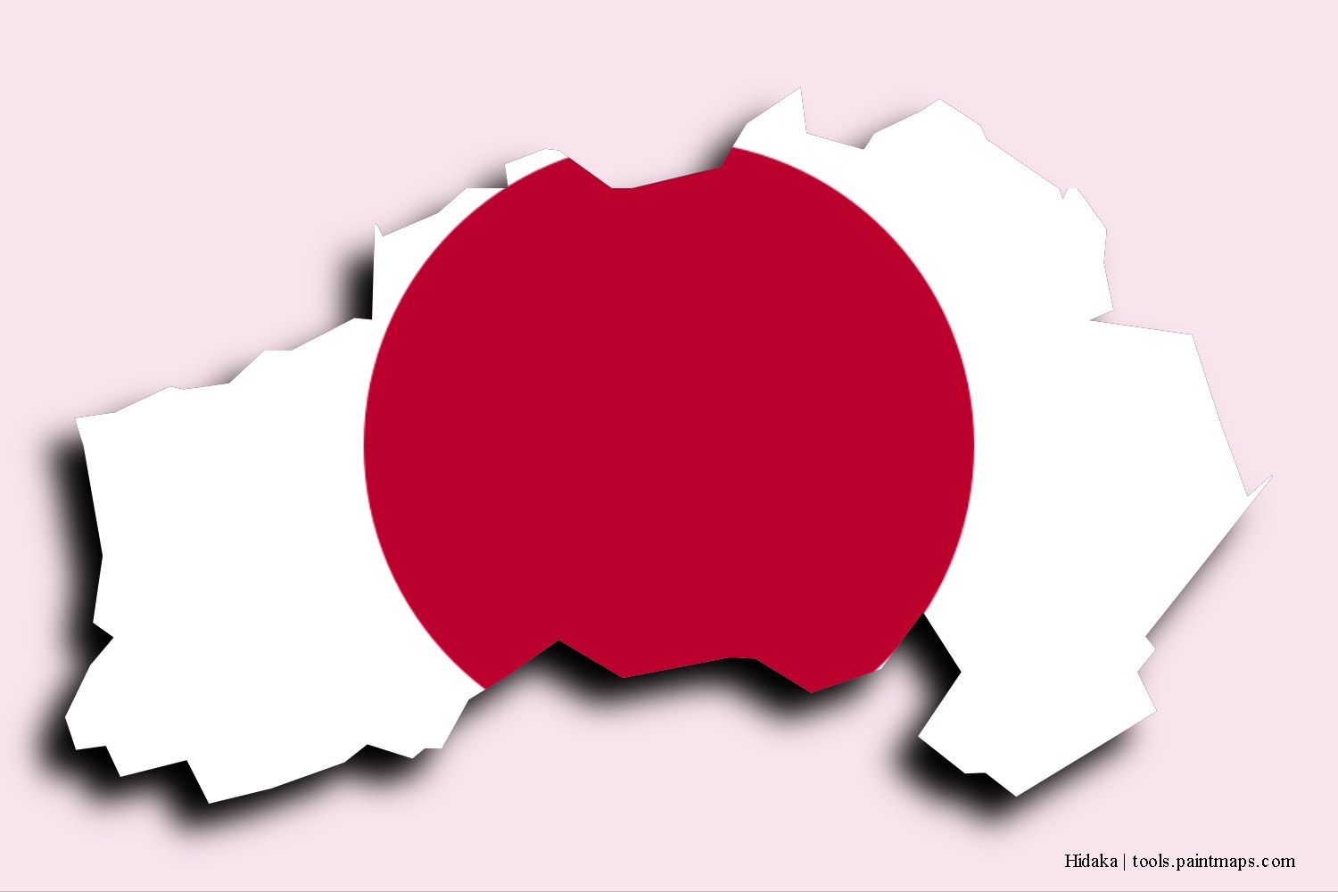 flag map of Hidaka with 3D shadow effect