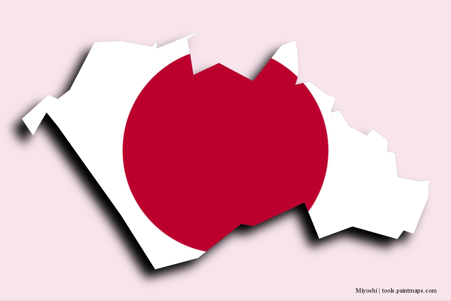 flag map of Miyoshi with 3D shadow effect