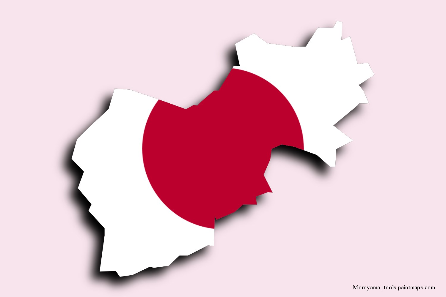 flag map of Moroyama with 3D shadow effect