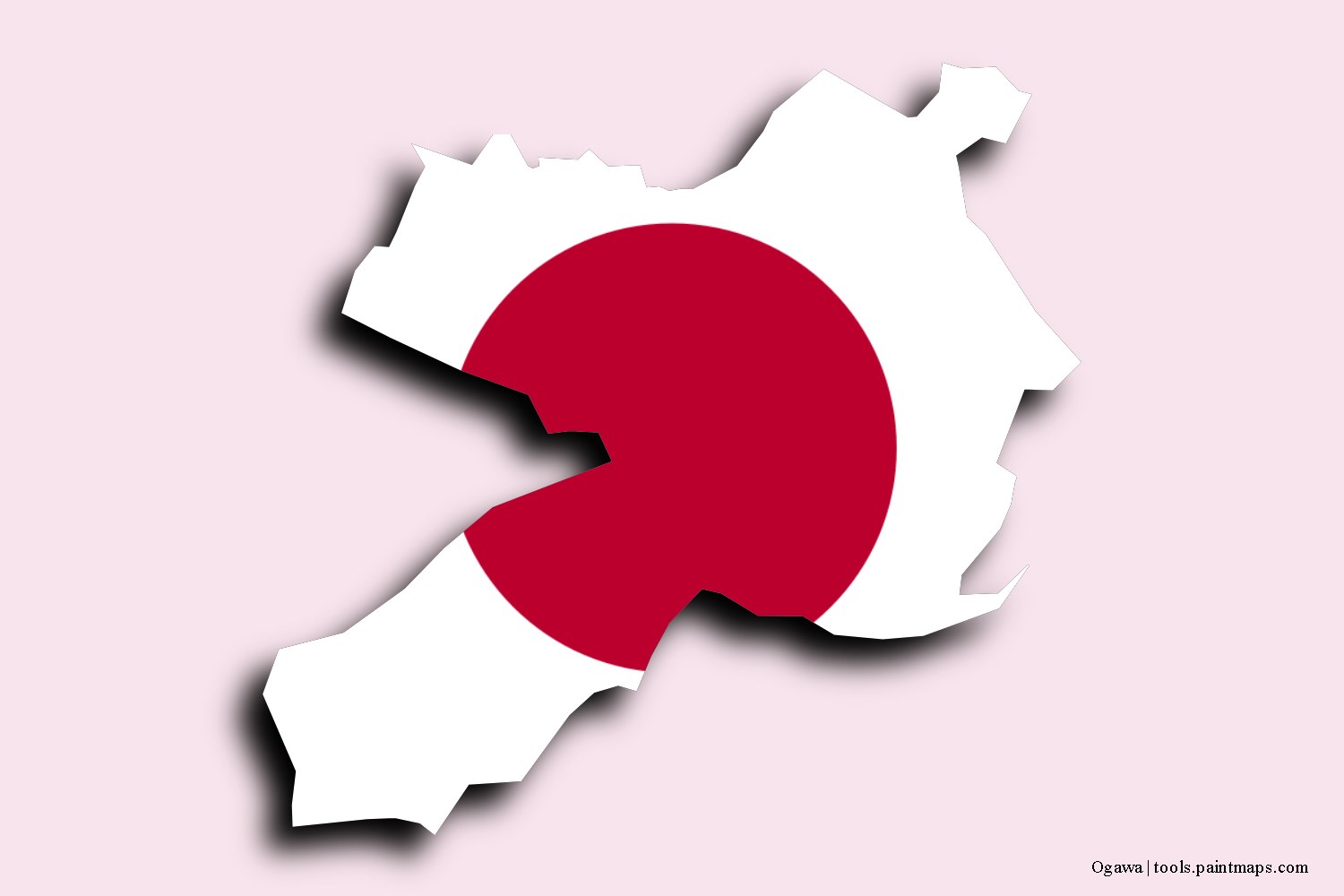 flag map of Ogawa with 3D shadow effect