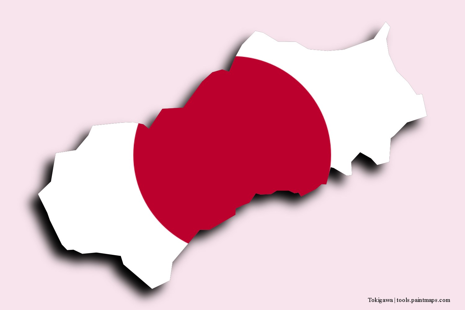 flag map of Tokigawa with 3D shadow effect