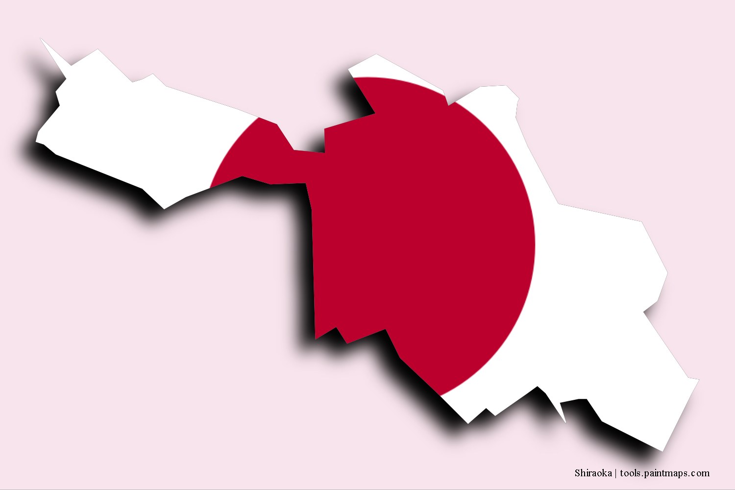 flag map of Shiraoka with 3D shadow effect