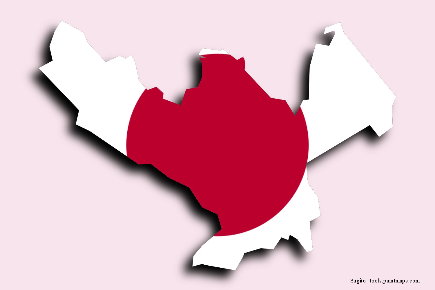 flag map of Sugito with 3D shadow effect