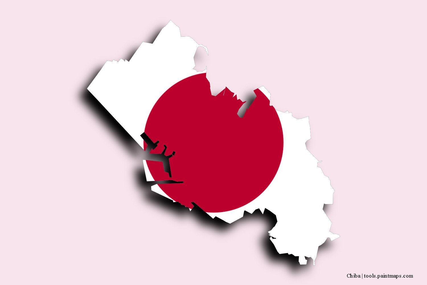 flag map of Chiba with 3D shadow effect