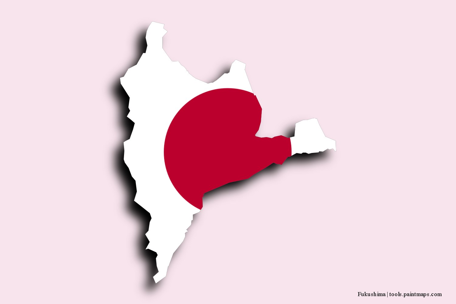 flag map of Fukushima with 3D shadow effect