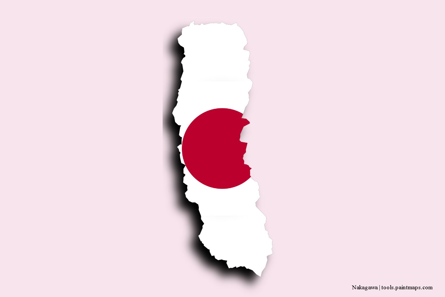 flag map of Nakagawa with 3D shadow effect