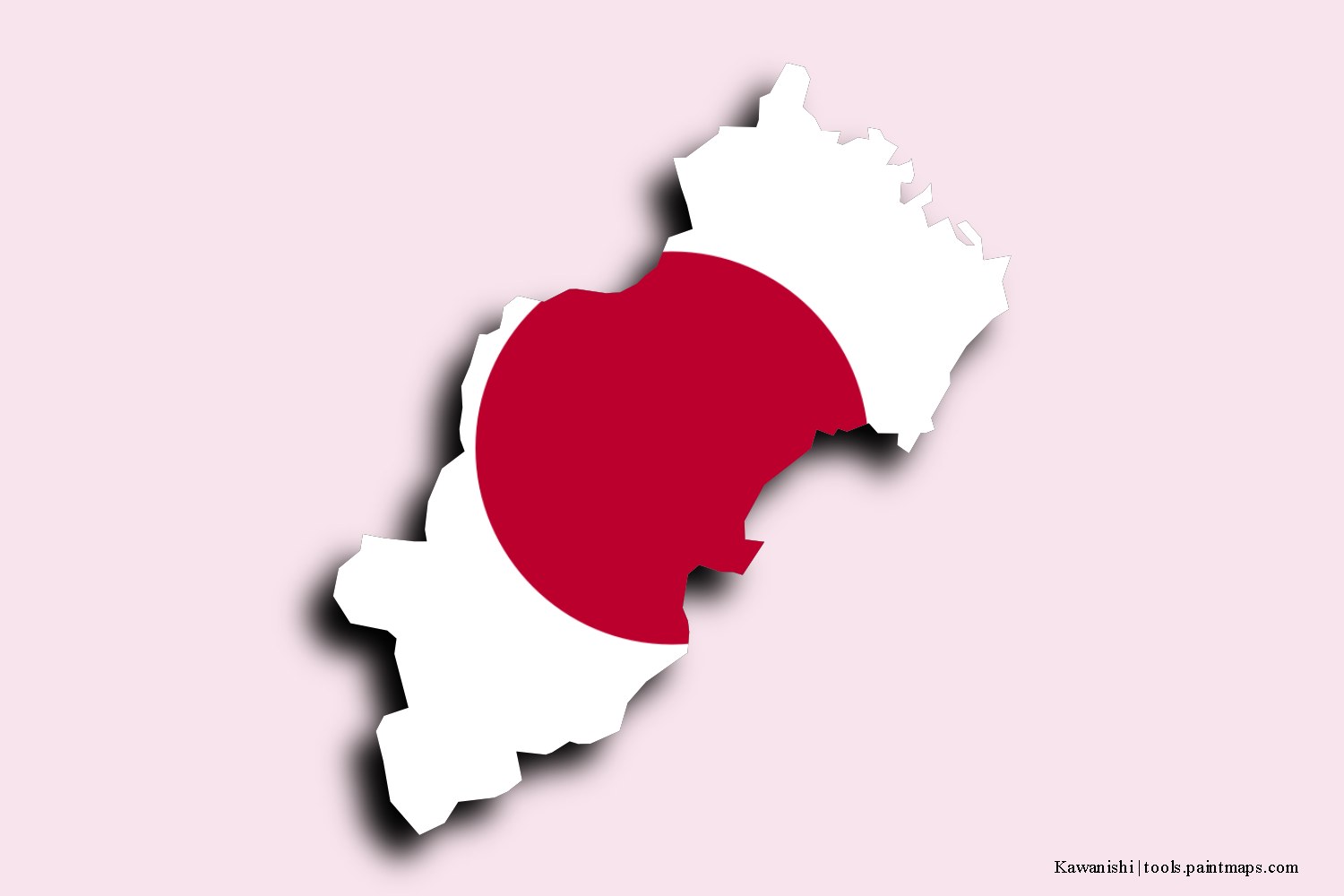 flag map of Kawanishi with 3D shadow effect