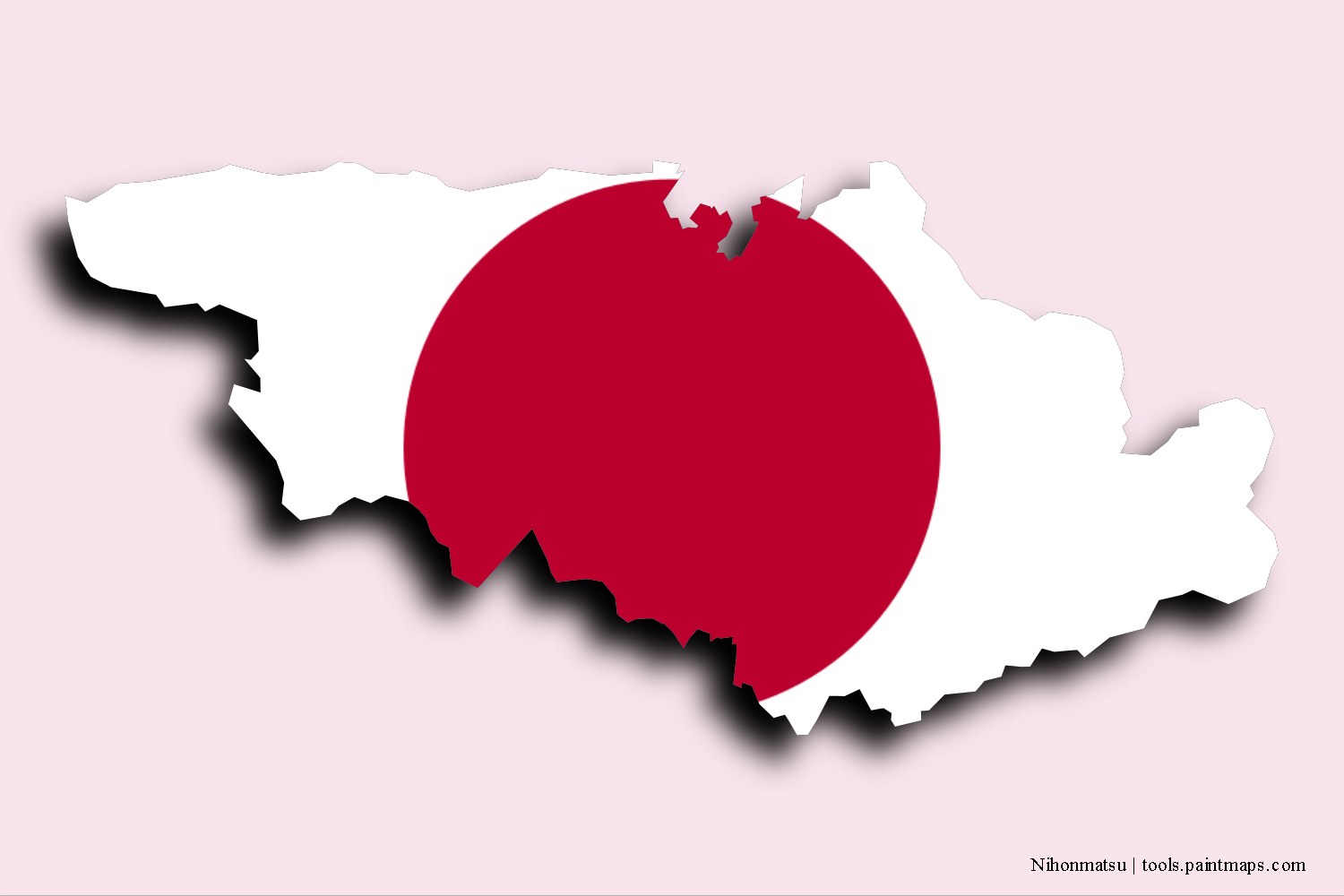 Mapa de la bandera de Nihonmatsu con efecto de sombra 3D