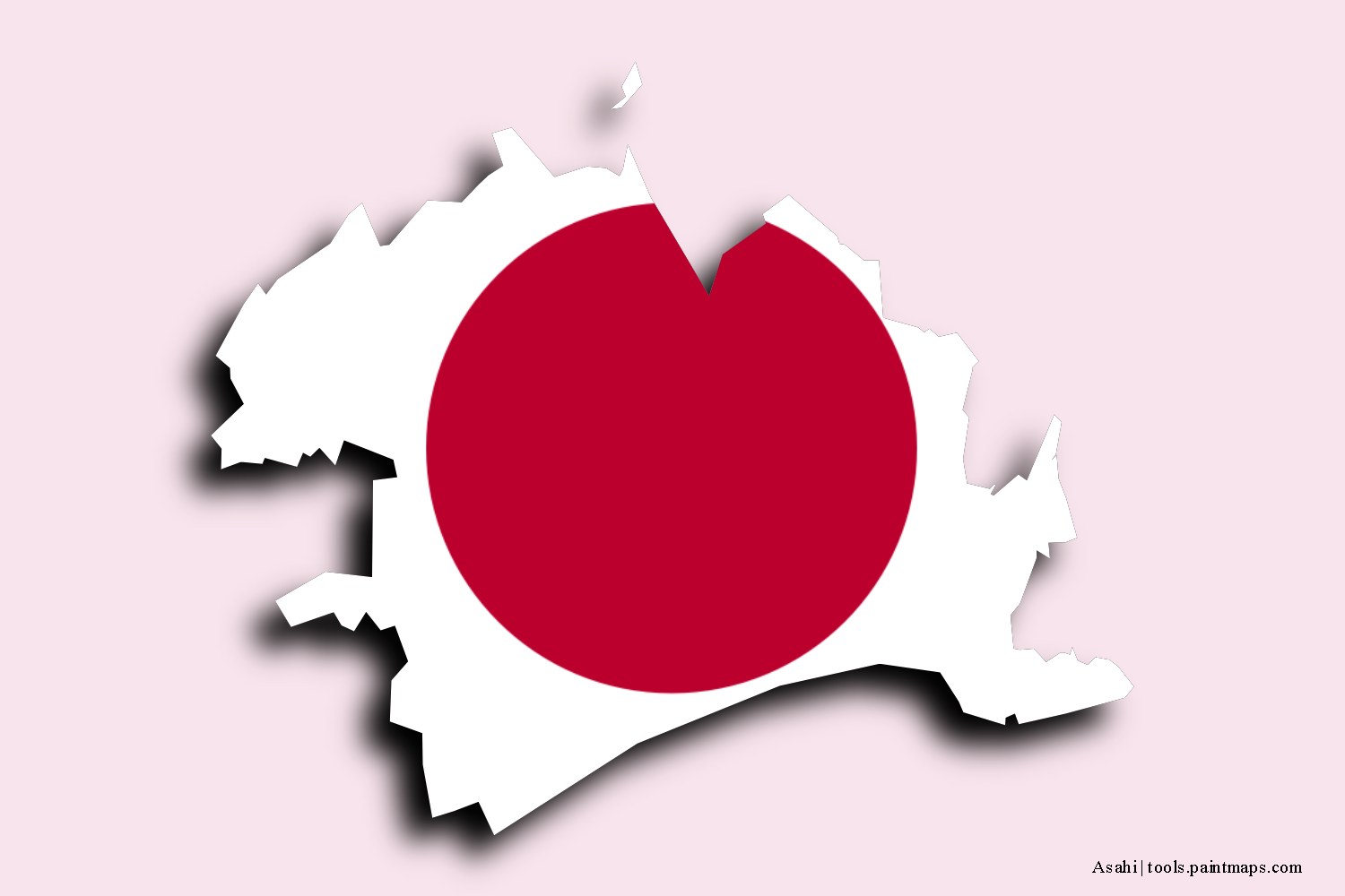 flag map of Asahi with 3D shadow effect