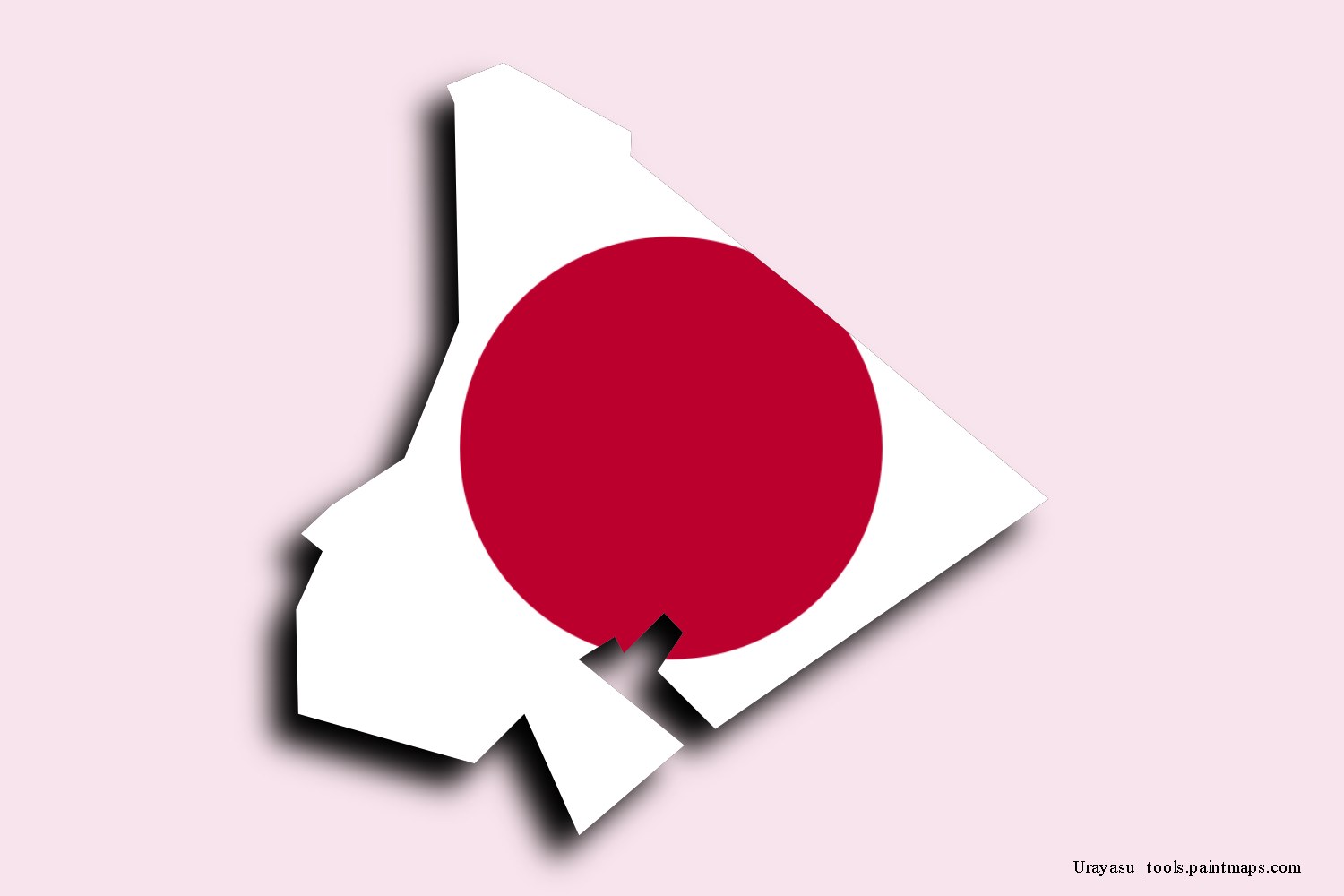 flag map of Urayasu with 3D shadow effect