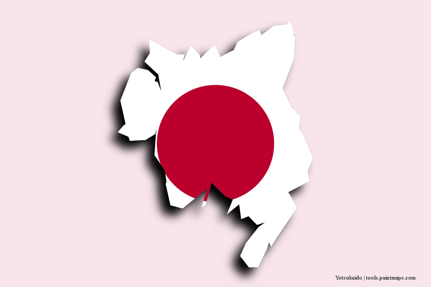 flag map of Yotsukaido with 3D shadow effect