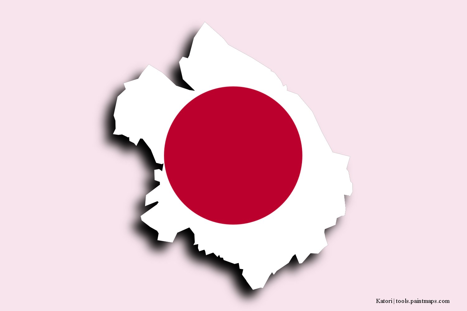 flag map of Katori with 3D shadow effect