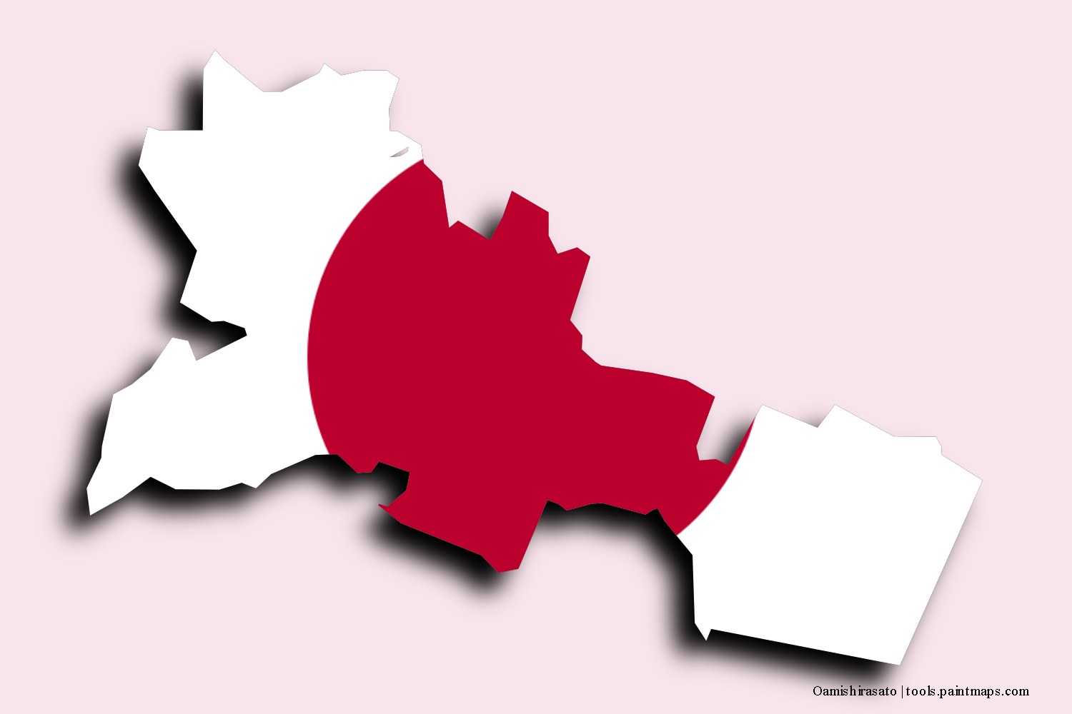 flag map of Oamishirasato with 3D shadow effect