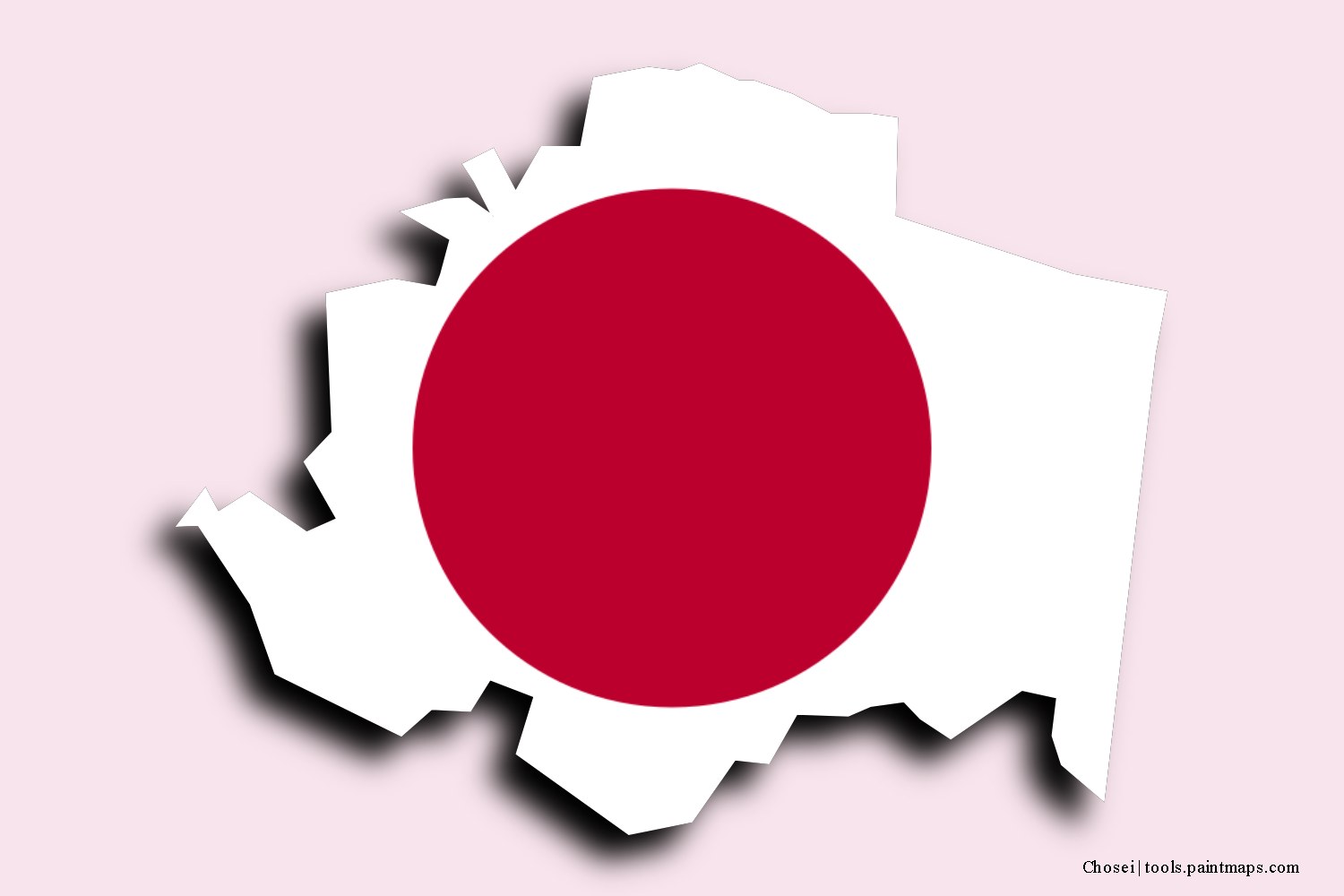 flag map of Chosei with 3D shadow effect