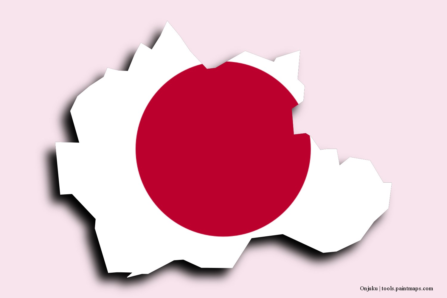 flag map of Onjuku with 3D shadow effect