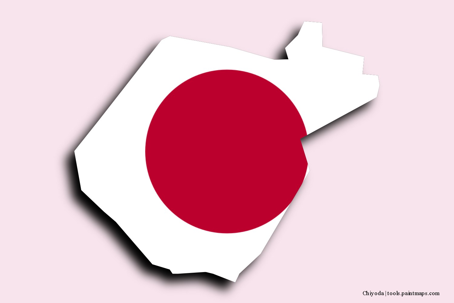 flag map of Chiyoda with 3D shadow effect