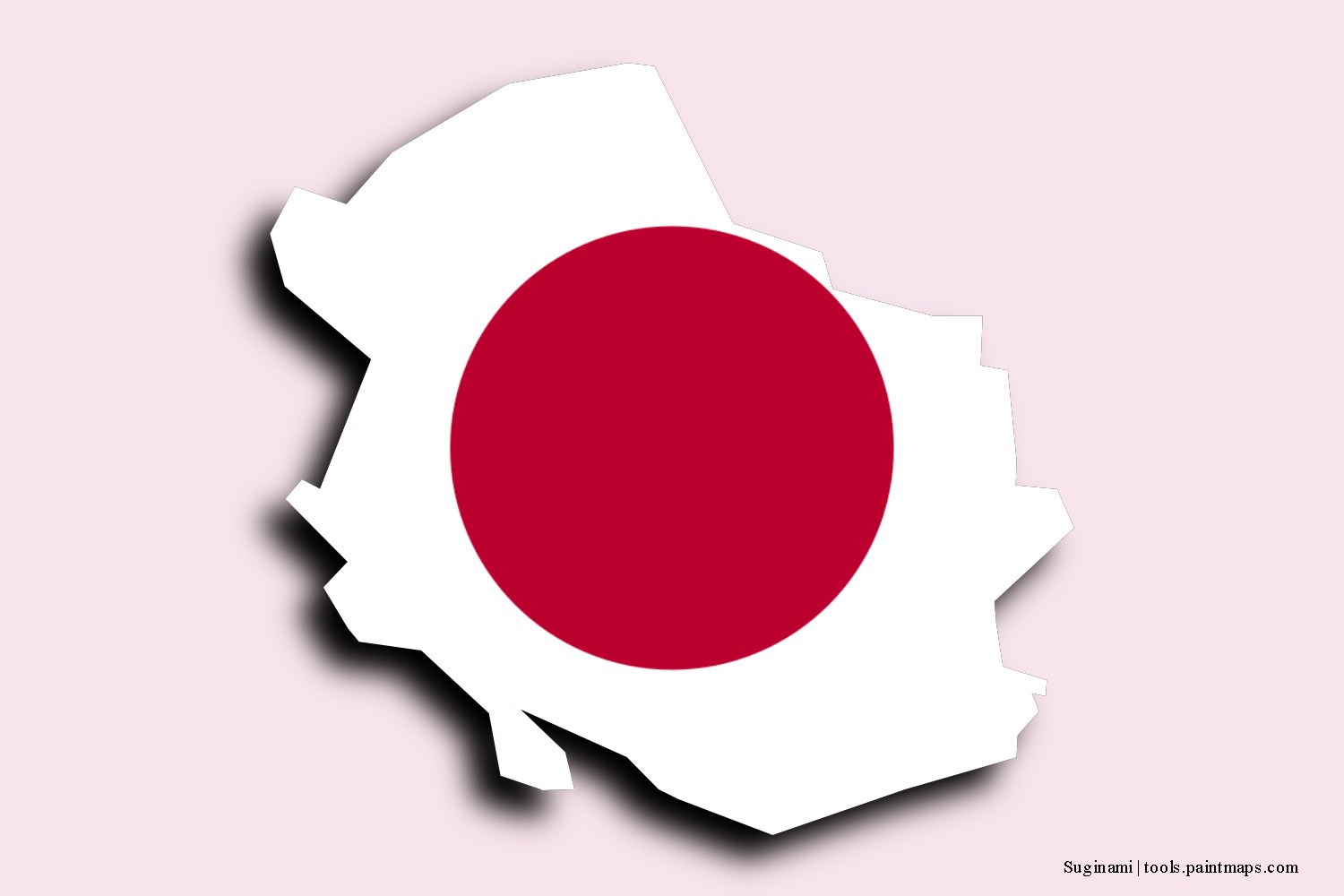 flag map of Suginami with 3D shadow effect