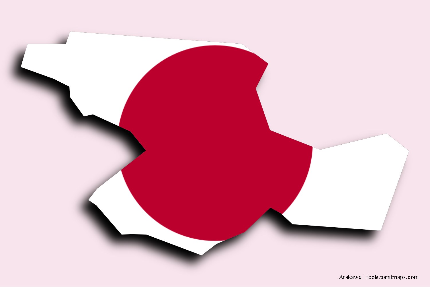 flag map of Arakawa with 3D shadow effect