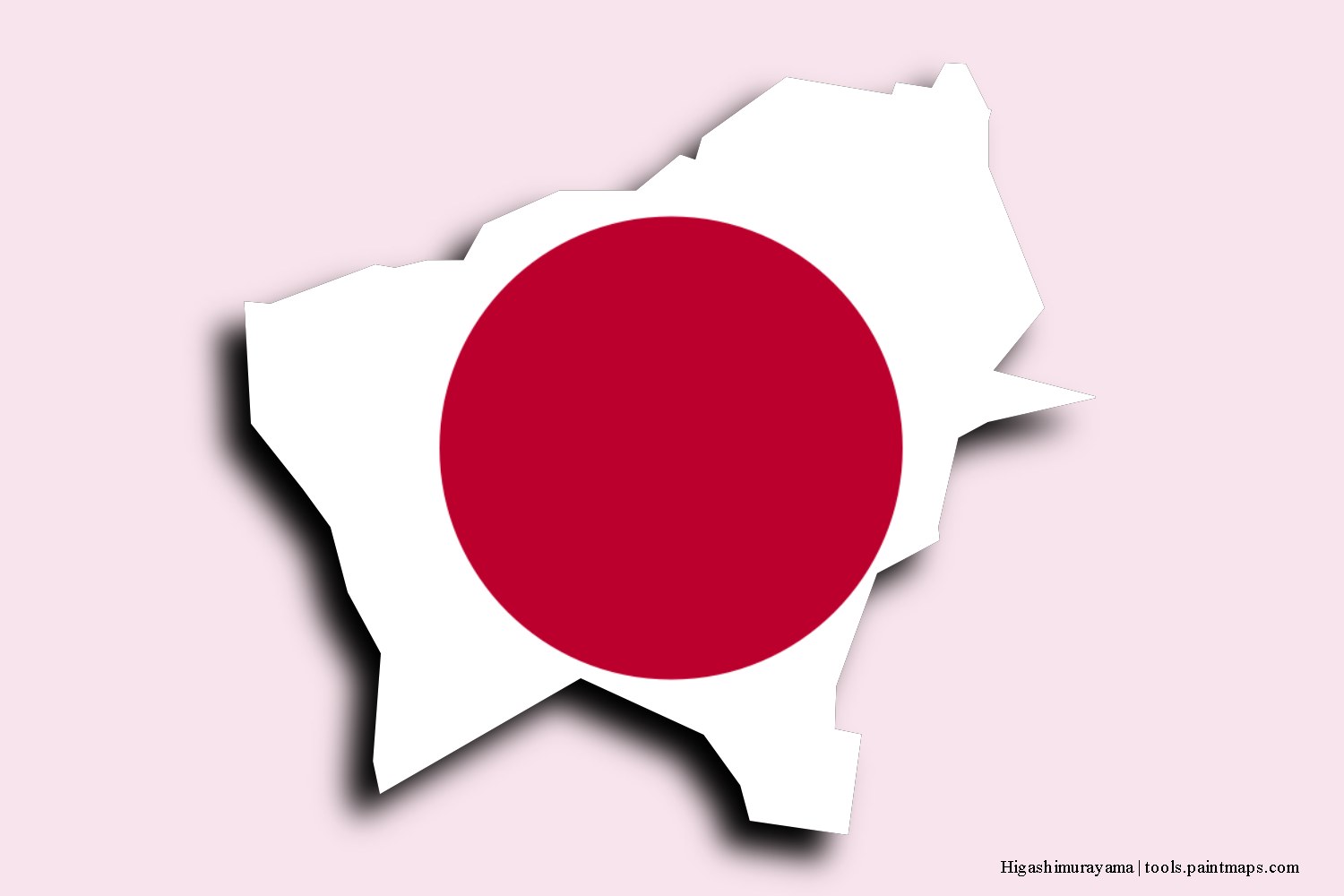 flag map of Higashimurayama with 3D shadow effect