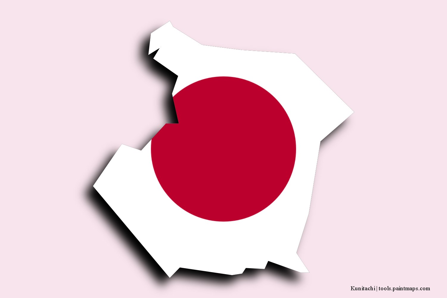 flag map of Kunitachi with 3D shadow effect