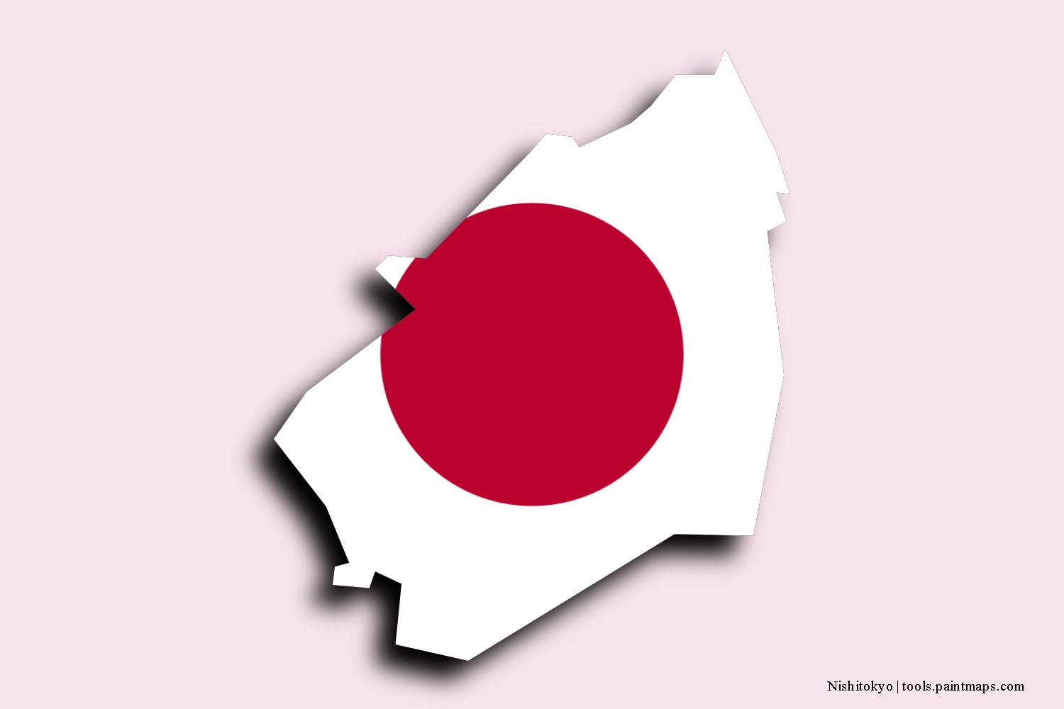 flag map of Nishitokyo with 3D shadow effect