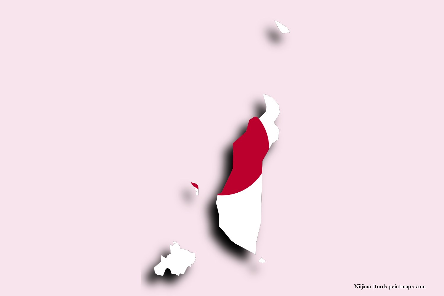 flag map of Niijima with 3D shadow effect