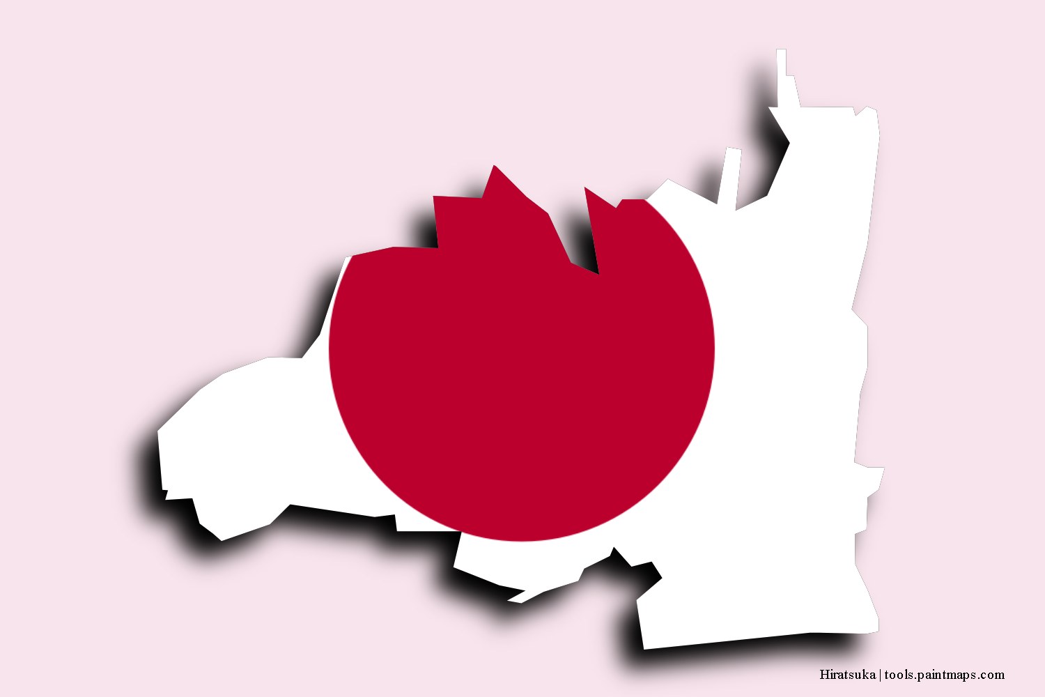 flag map of Hiratsuka with 3D shadow effect