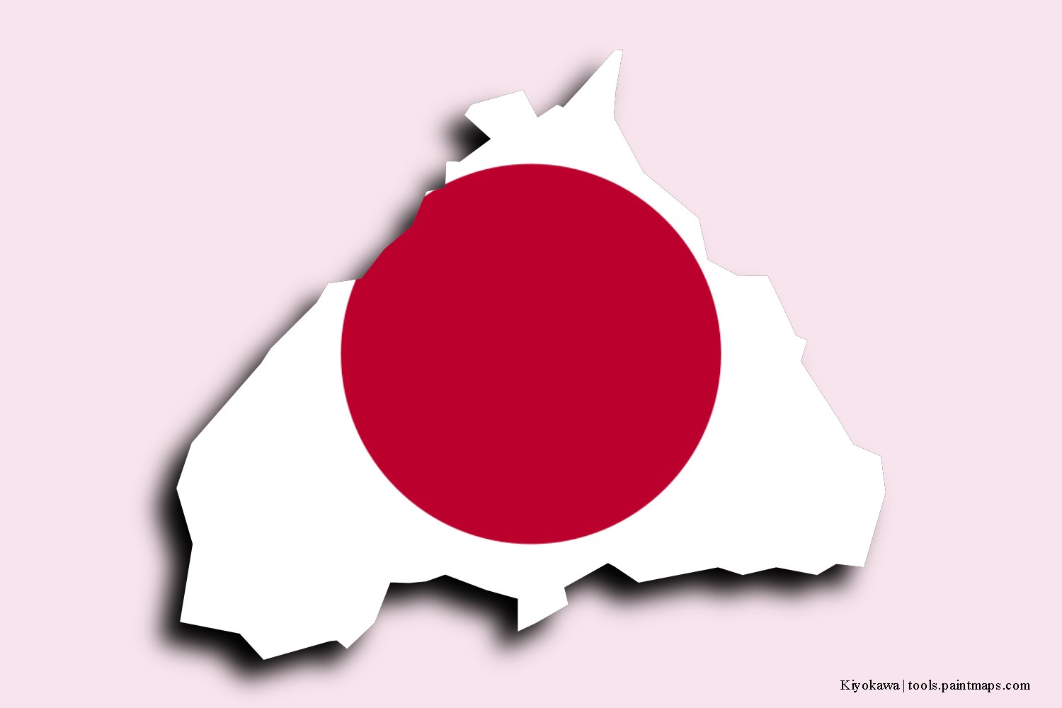 flag map of Kiyokawa with 3D shadow effect