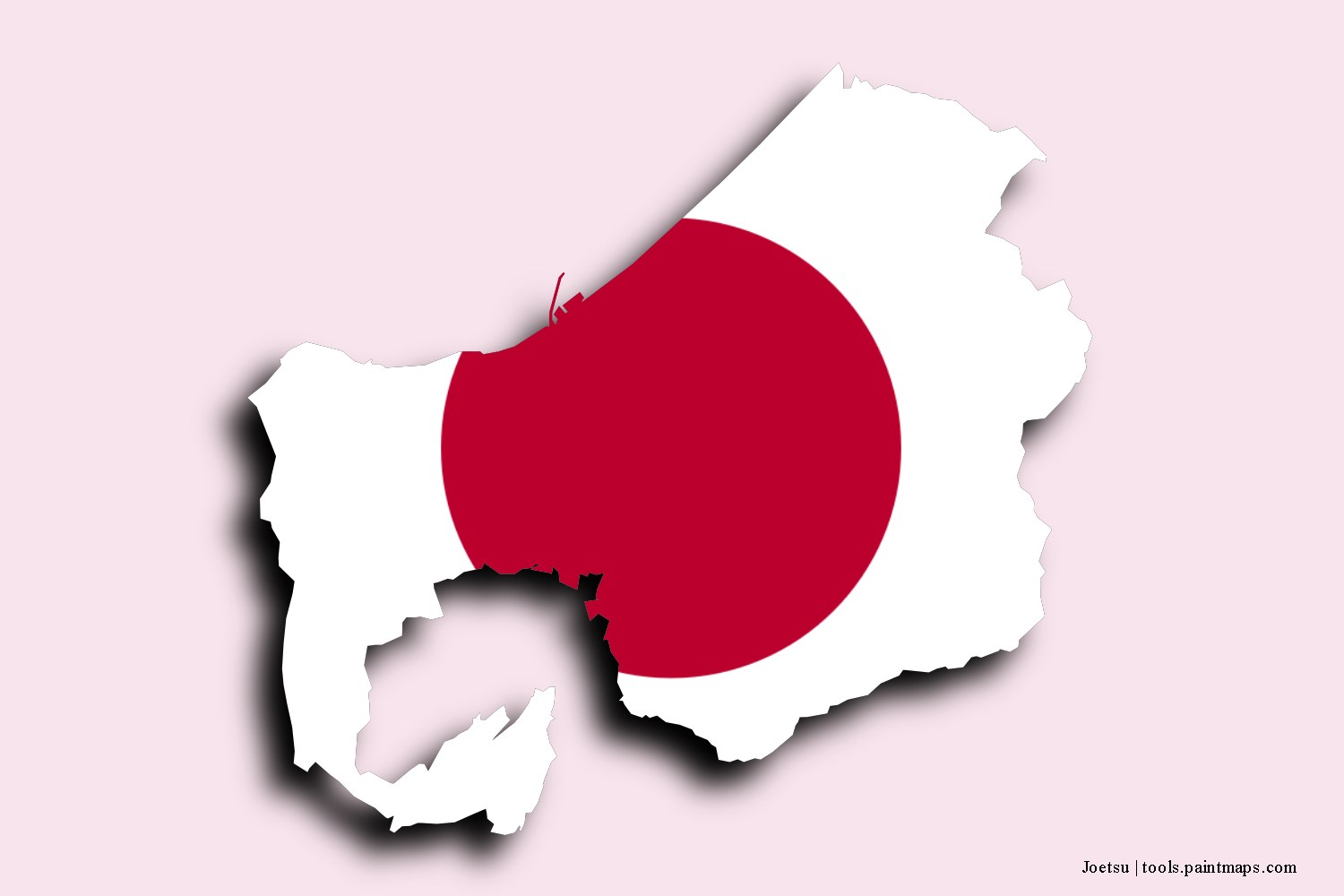 flag map of Joetsu with 3D shadow effect