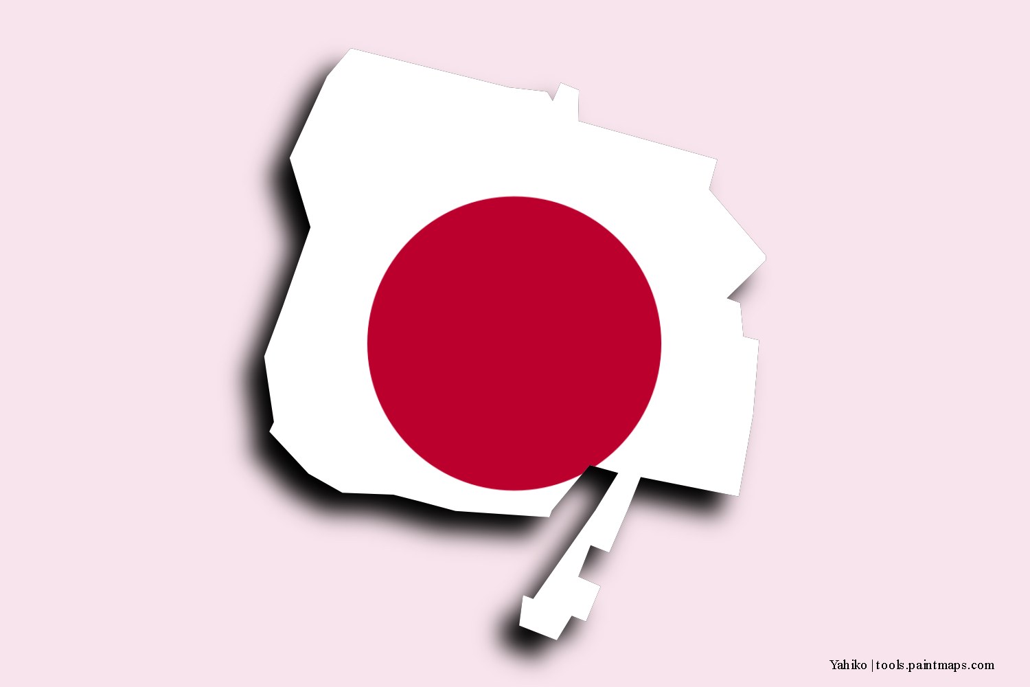 flag map of Yahiko with 3D shadow effect