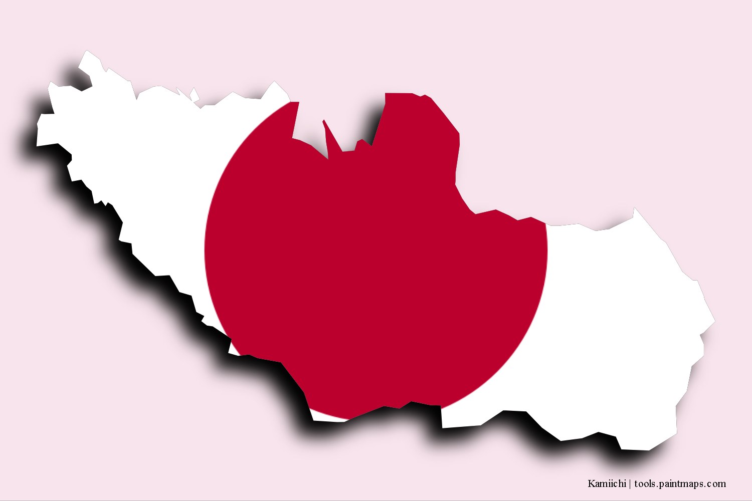 flag map of Kamiichi with 3D shadow effect