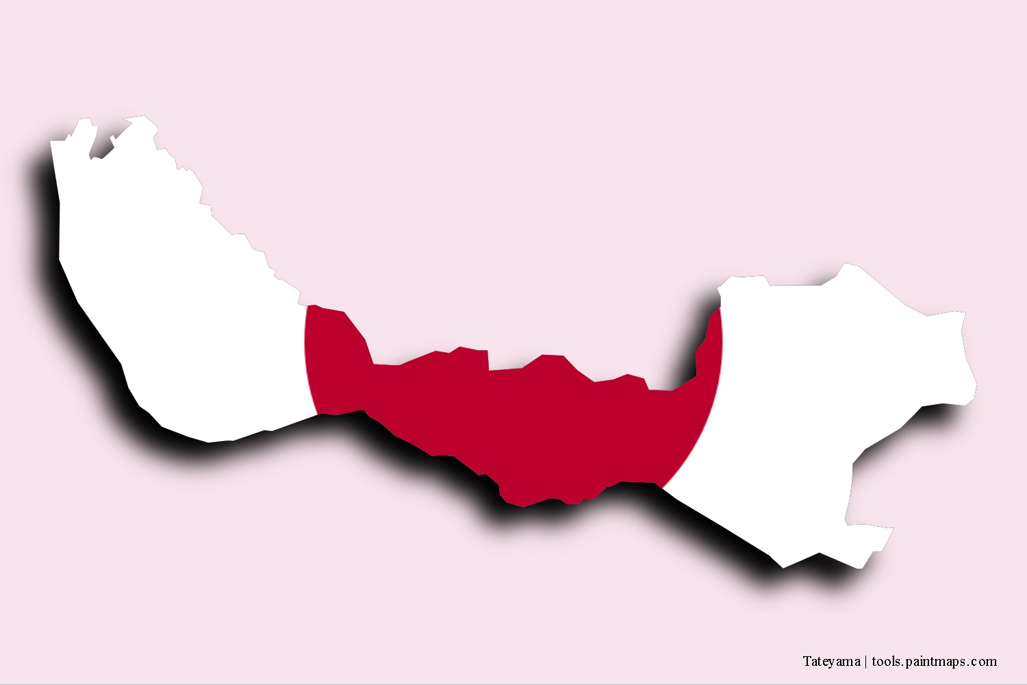 flag map of Tateyama with 3D shadow effect