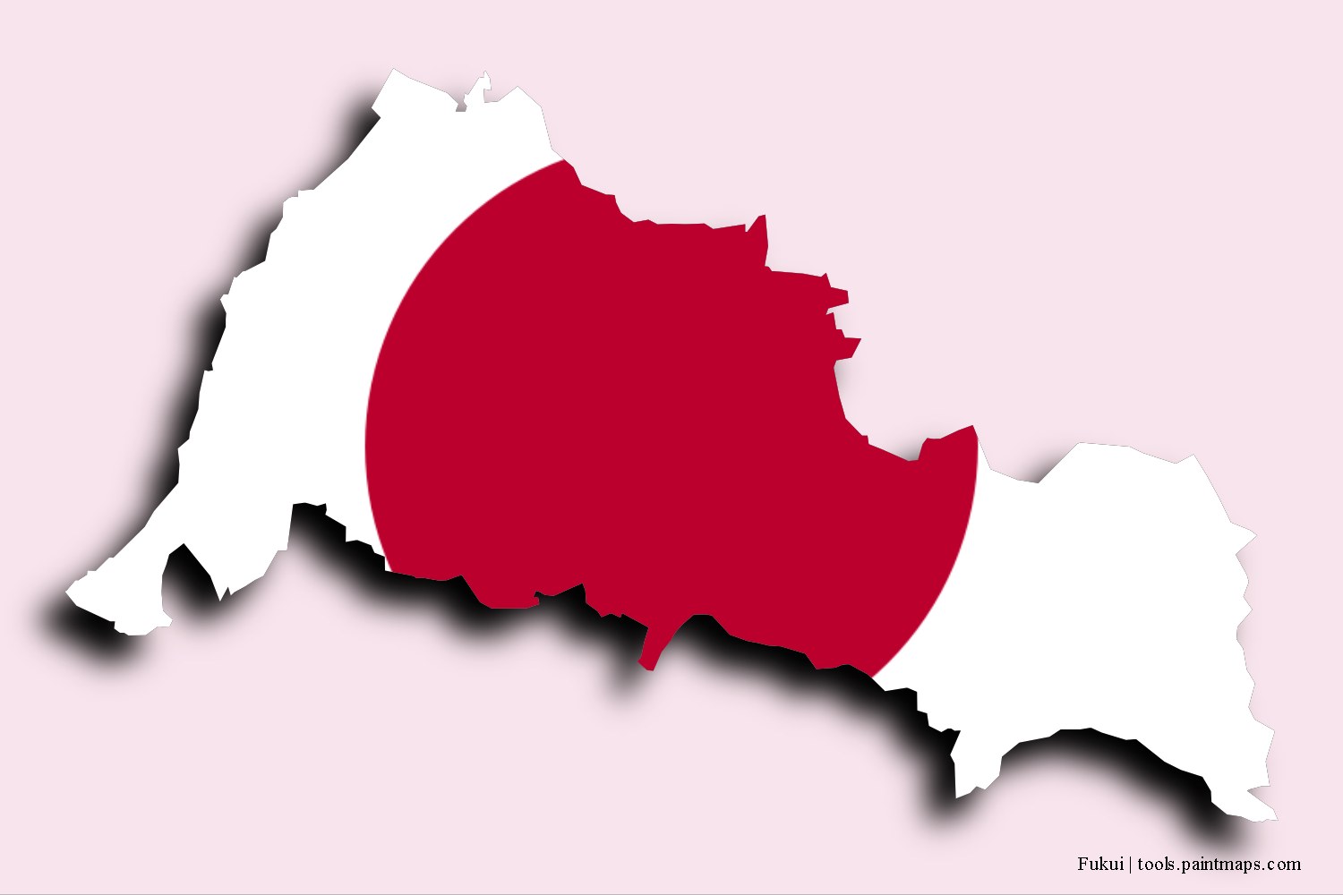 flag map of Fukui with 3D shadow effect