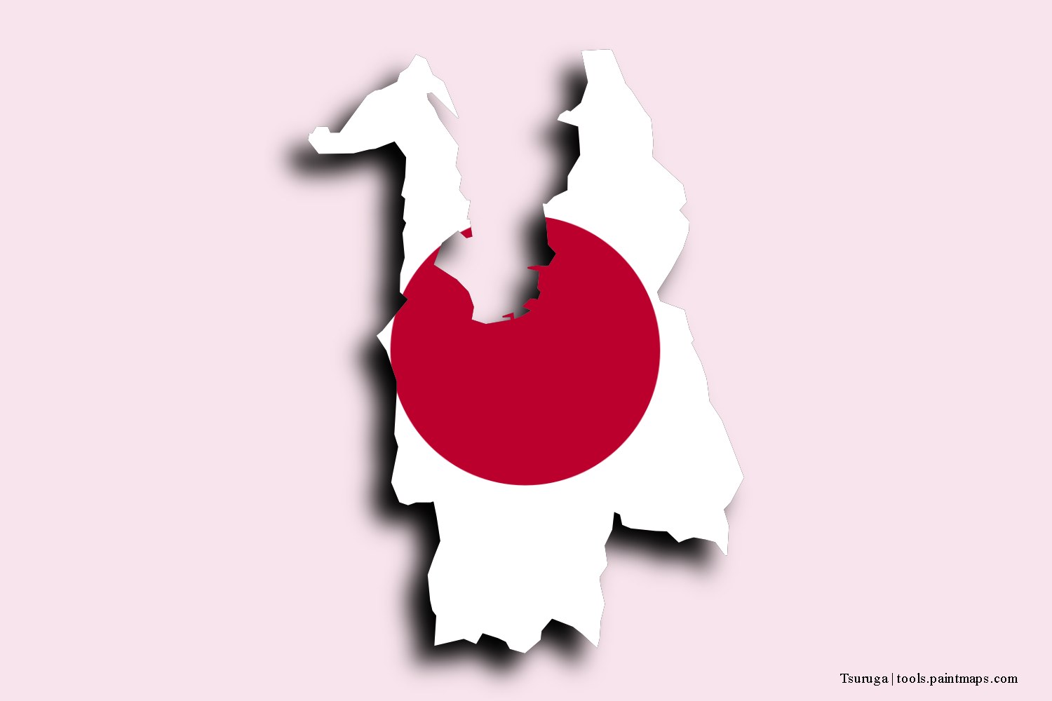 flag map of Tsuruga with 3D shadow effect