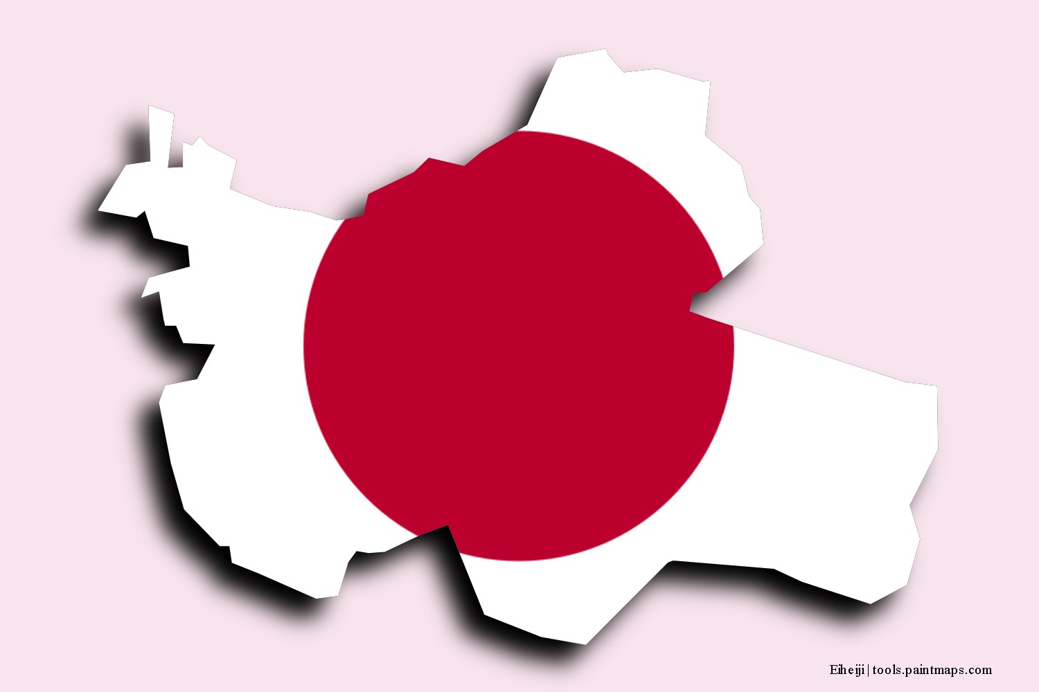 flag map of Eiheiji with 3D shadow effect