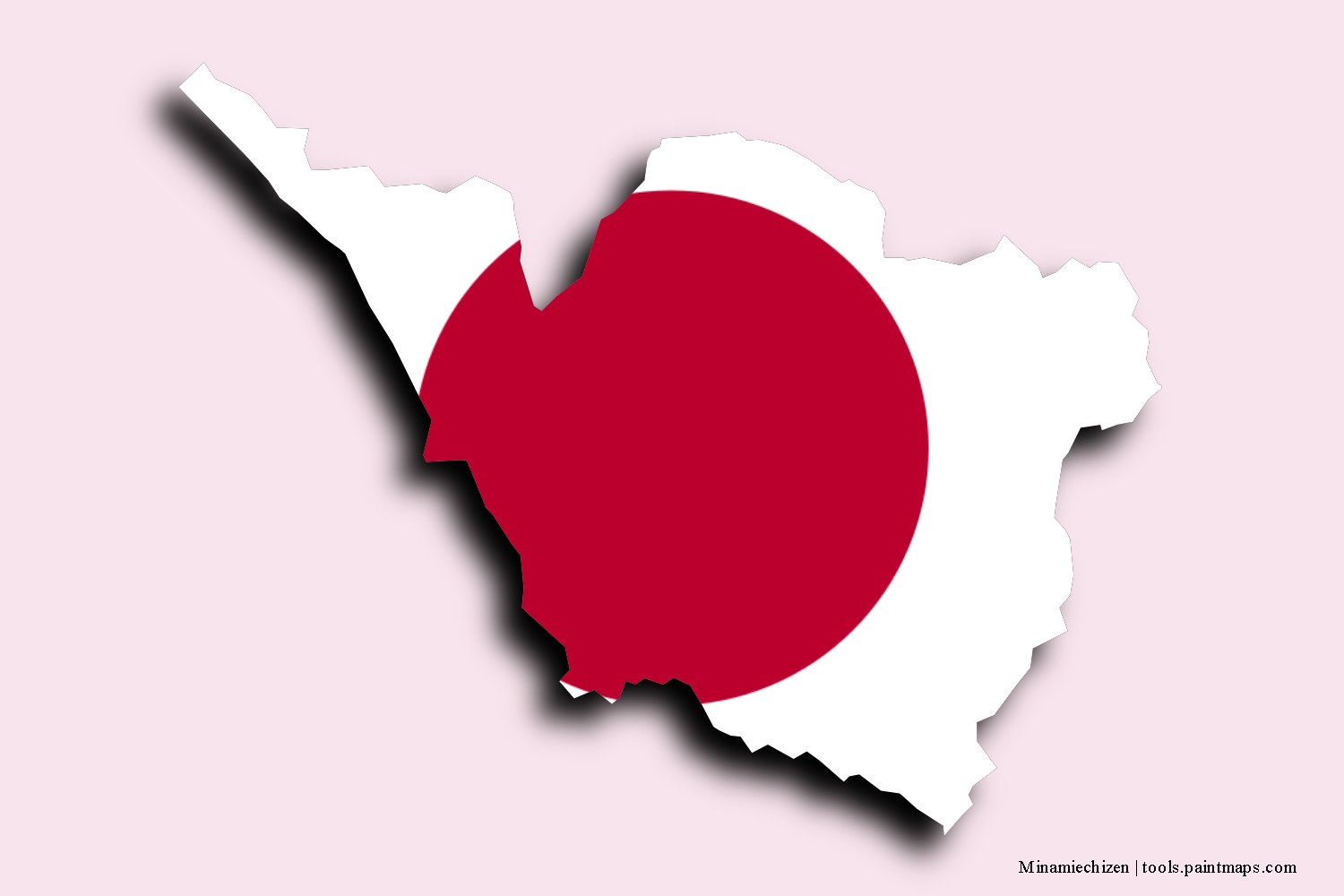 flag map of Minamiechizen with 3D shadow effect