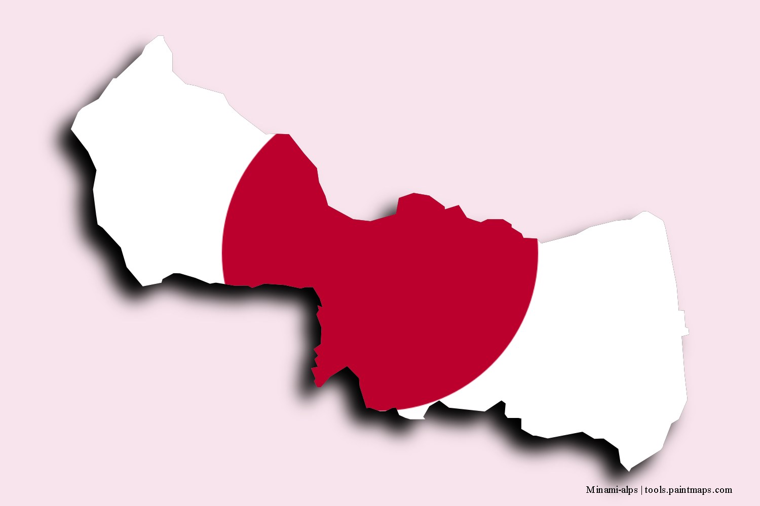 Mapa de la bandera de Minami-alps con efecto de sombra 3D