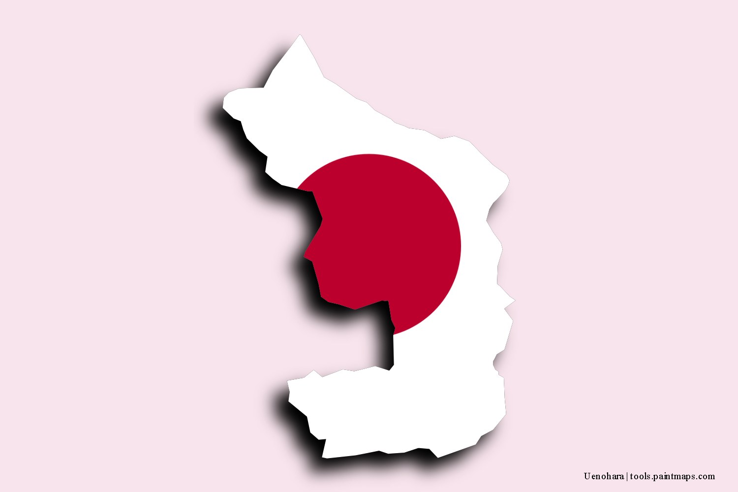 flag map of Uenohara with 3D shadow effect