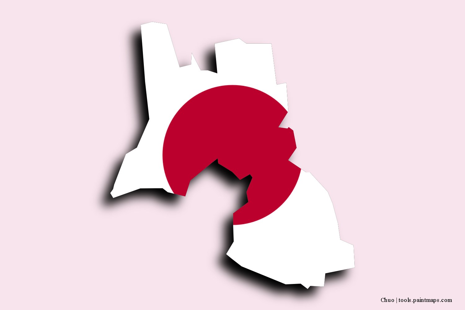 flag map of Chuo with 3D shadow effect