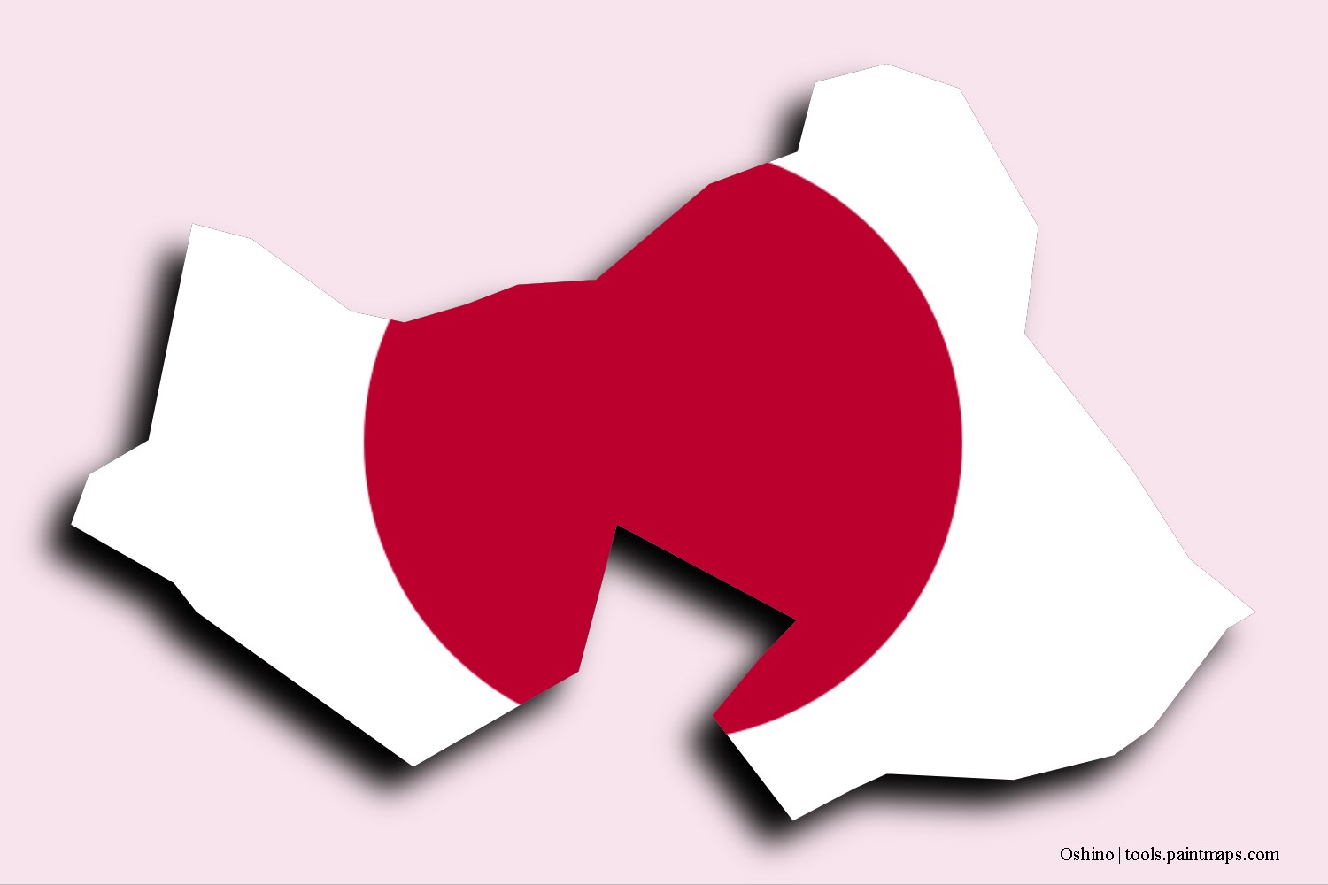 flag map of Oshino with 3D shadow effect