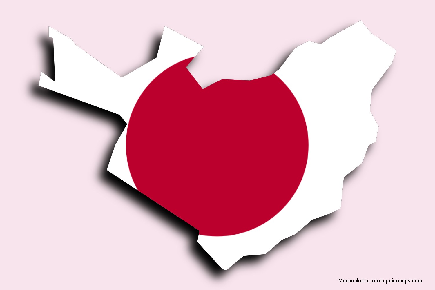 flag map of Yamanakako with 3D shadow effect