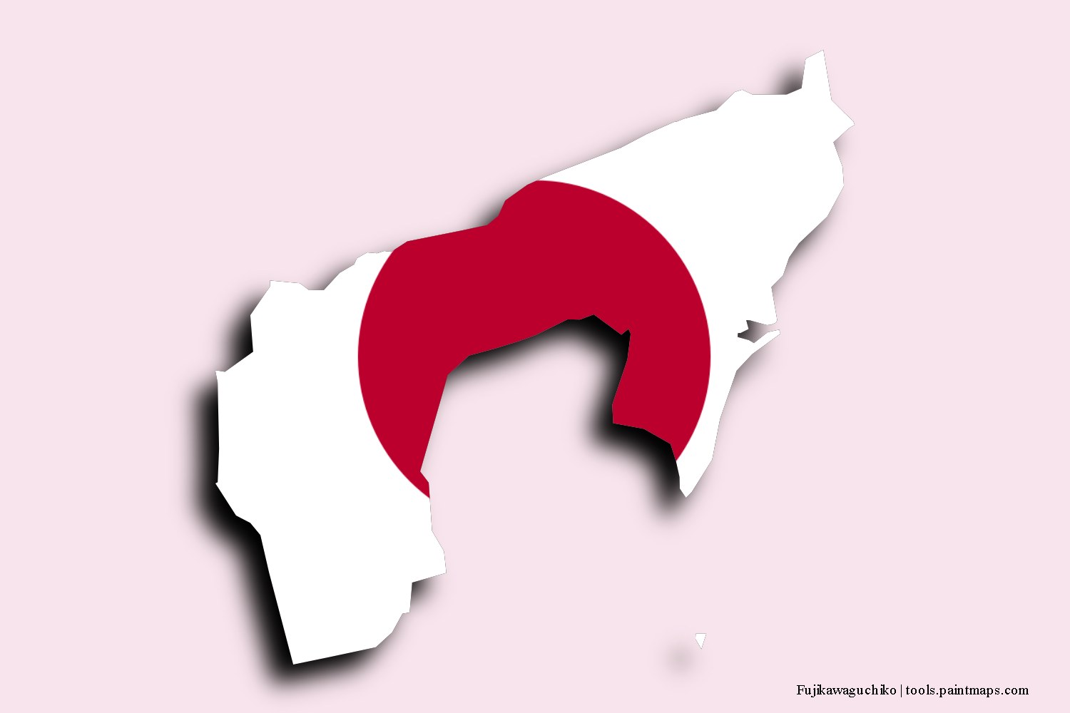 flag map of Fujikawaguchiko with 3D shadow effect