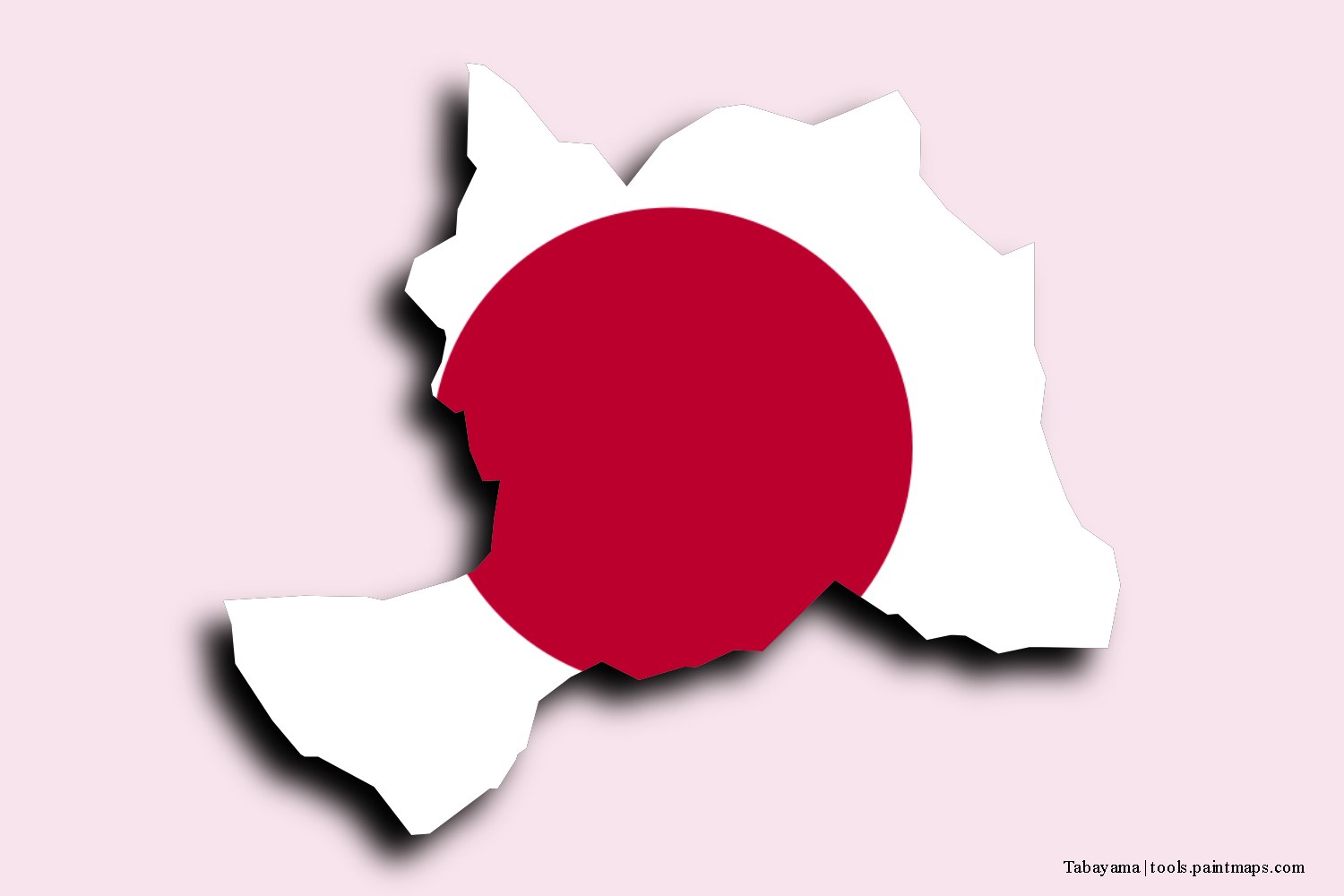 flag map of Tabayama with 3D shadow effect