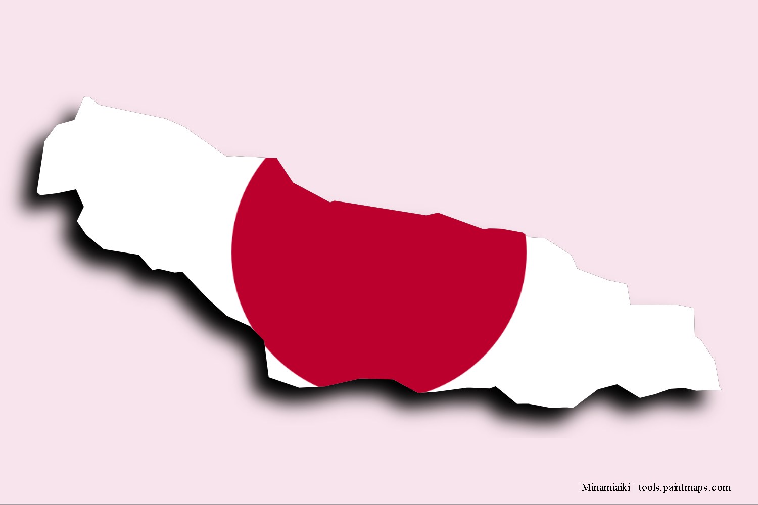 flag map of Minamiaiki with 3D shadow effect