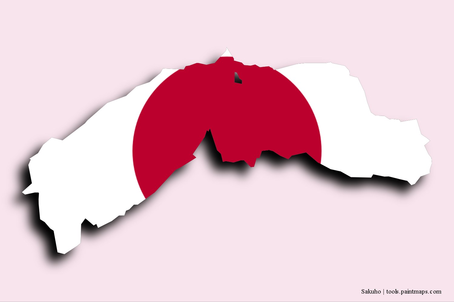 flag map of Sakuho with 3D shadow effect