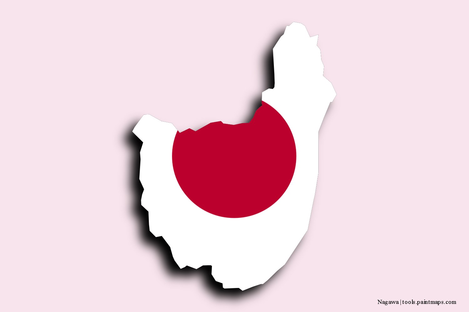 flag map of Nagawa with 3D shadow effect