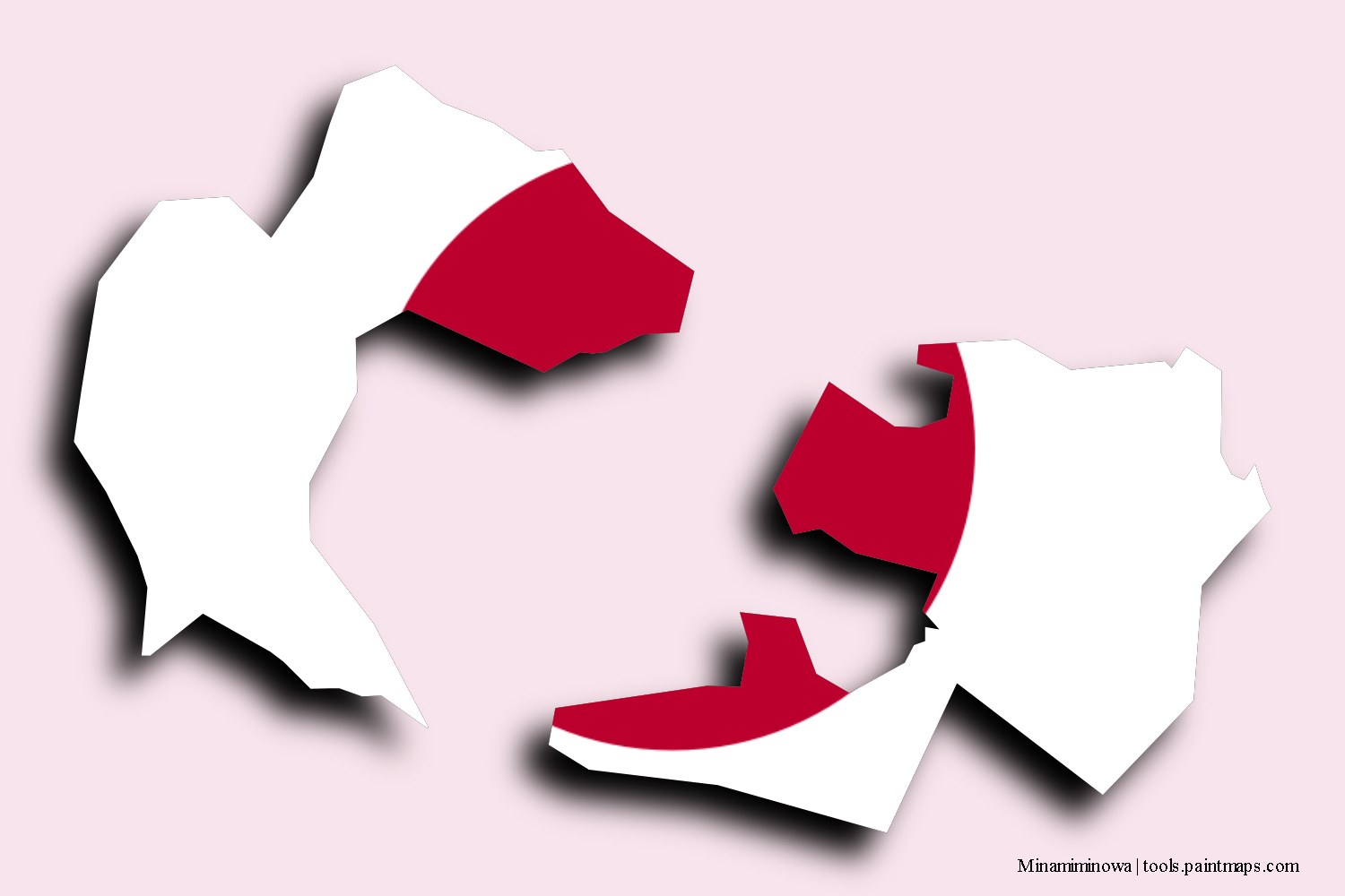 flag map of Minamiminowa with 3D shadow effect