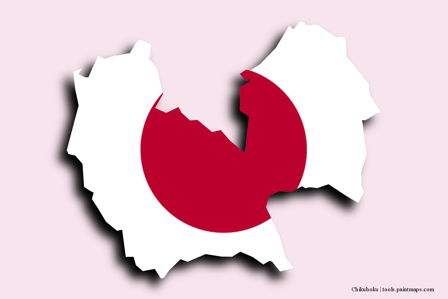 flag map of Chikuhoku with 3D shadow effect