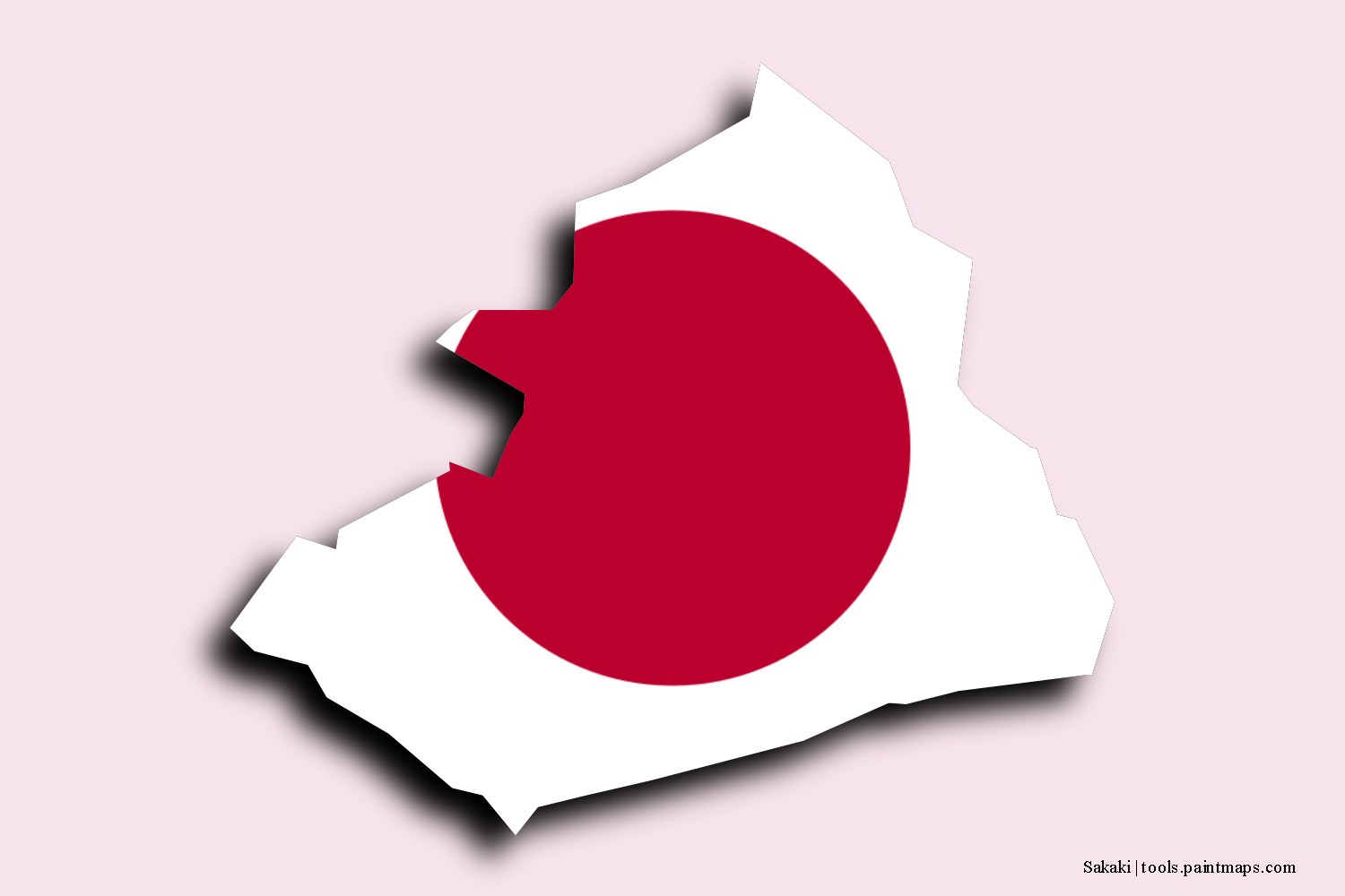 flag map of Sakaki with 3D shadow effect