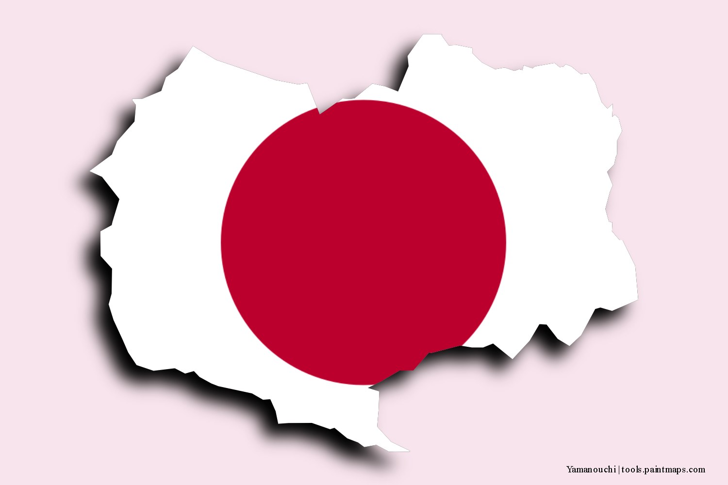 flag map of Yamanouchi with 3D shadow effect